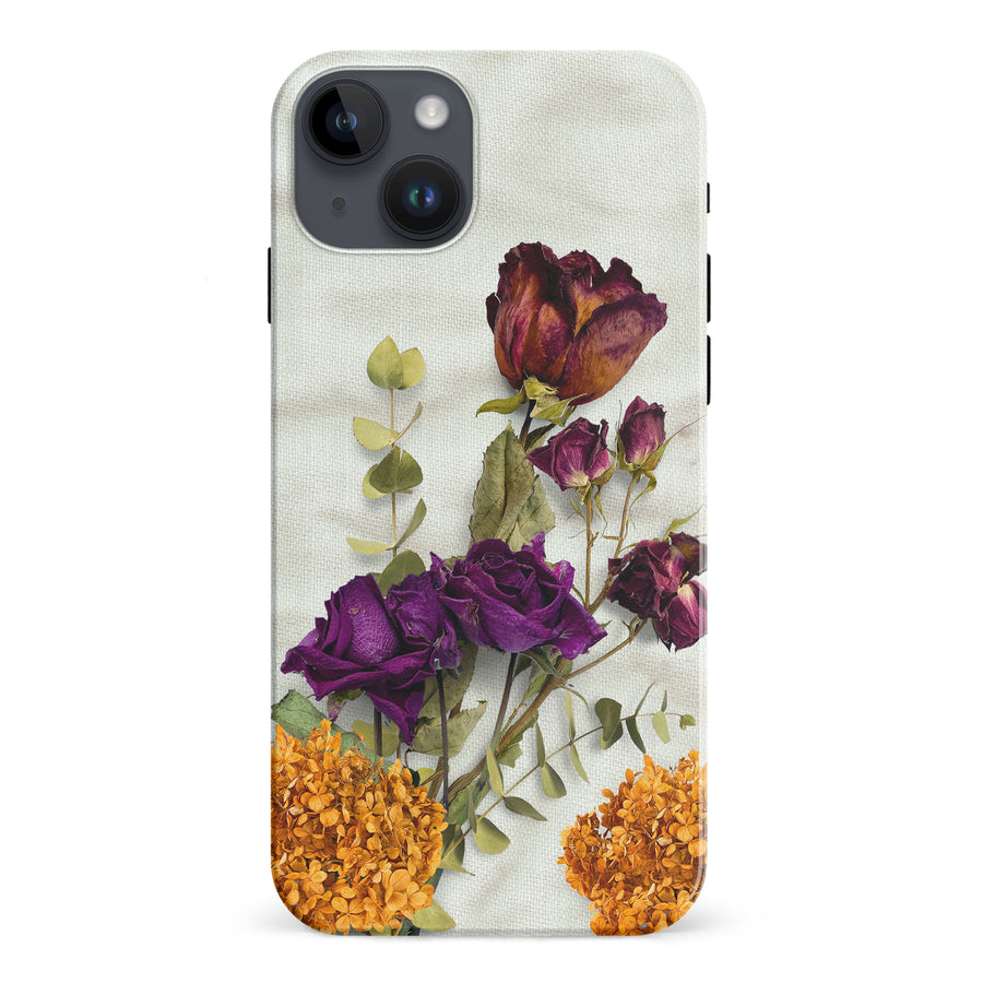 iPhone 15 Plus flowers on canvas phone case