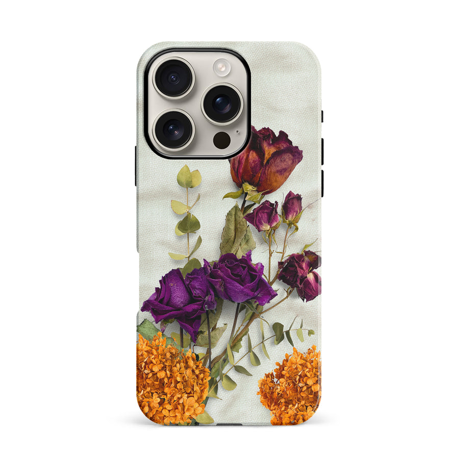 iPhone 16 Pro flowers on canvas phone case