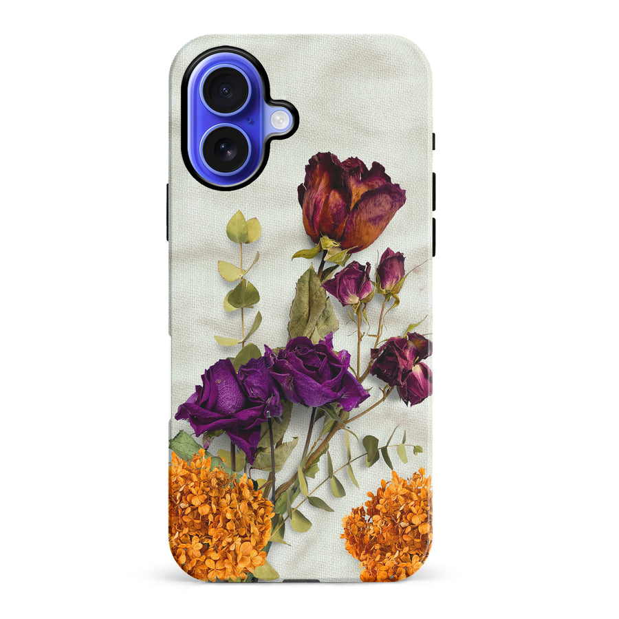 iPhone 16 Plus flowers on canvas phone case