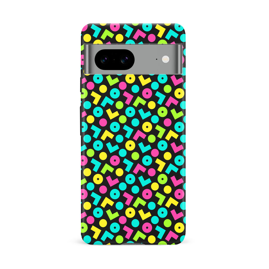 Google Pixel 8A 90's Geometry Phone Case in Black