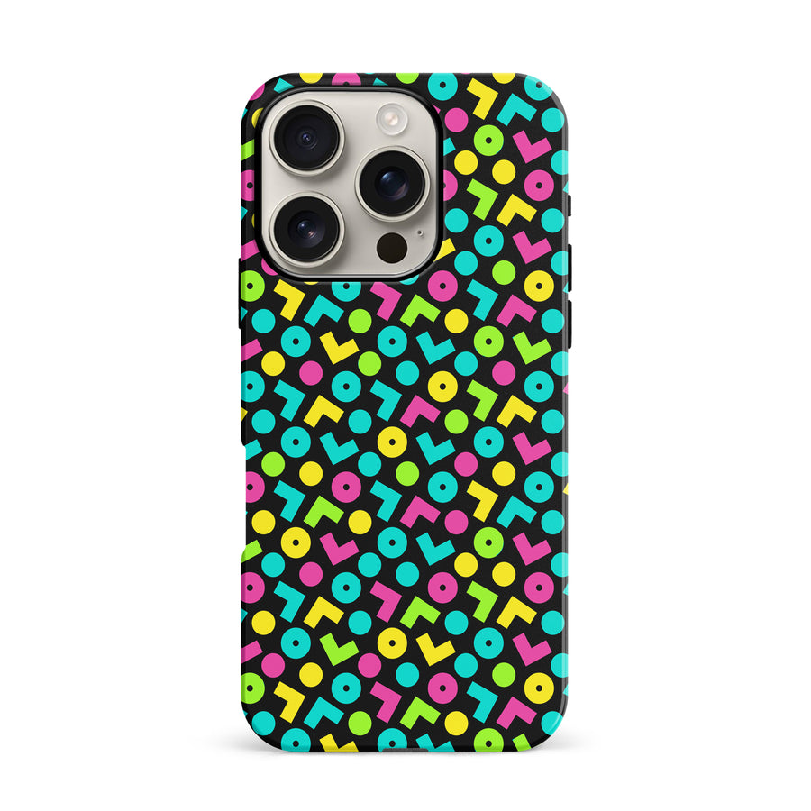 iPhone 16 Pro 90's Geometry Phone Case in Black