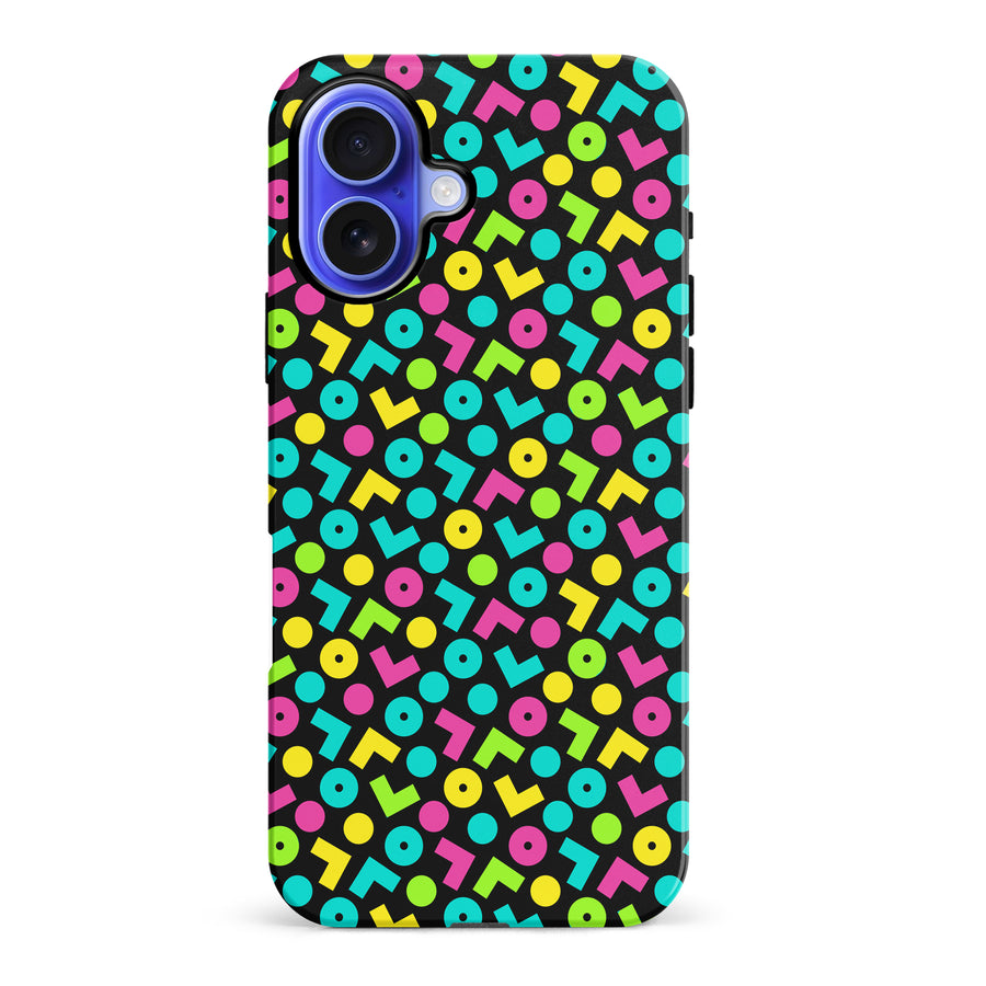 iPhone 16 Plus 90's Geometry Phone Case in Black