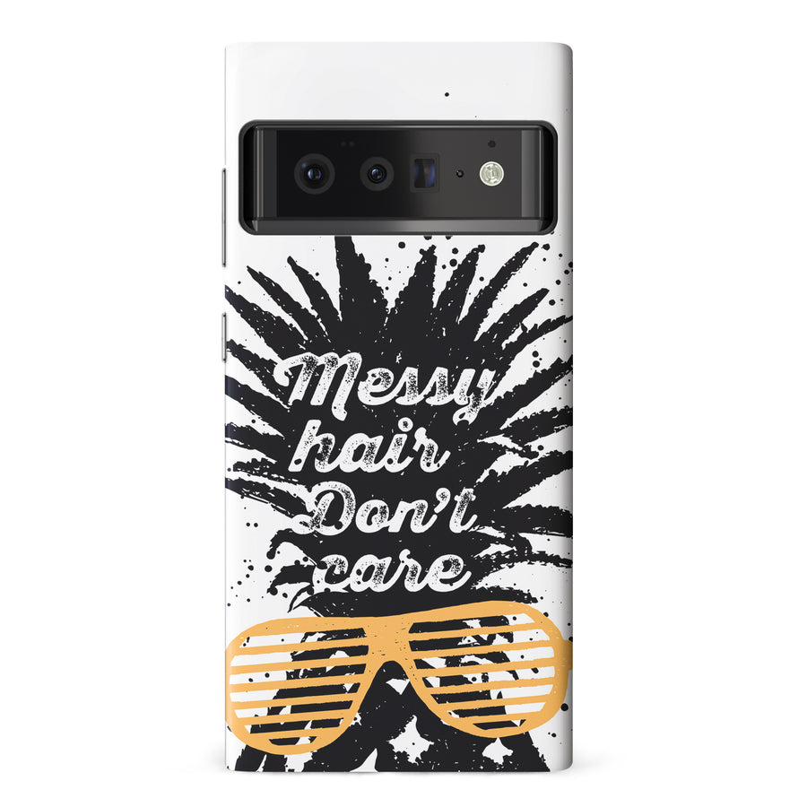 Google Pixel 6 Pro Messy Hair Don't Care Phone Case in White