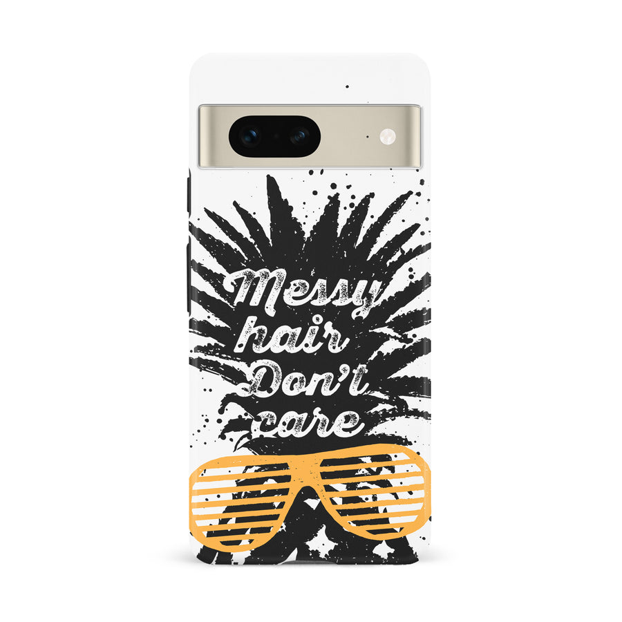 Google Pixel 7 Messy Hair Don't Care Phone Case in White