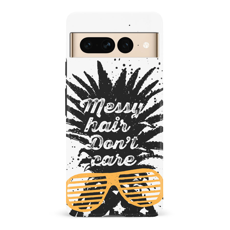 Google Pixel 7 Pro Messy Hair Don't Care Phone Case in White