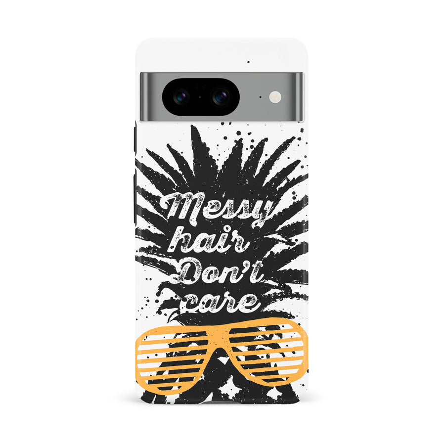 Google Pixel 8 Messy Hair Don't Care Phone Case in White