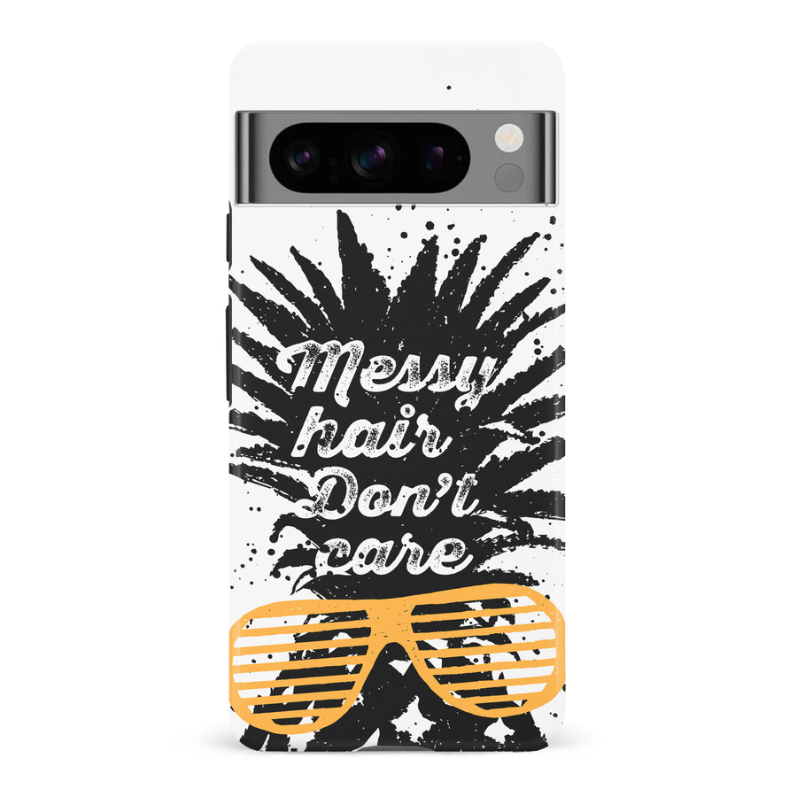 Google Pixel 8 Pro Messy Hair Don't Care Phone Case in White