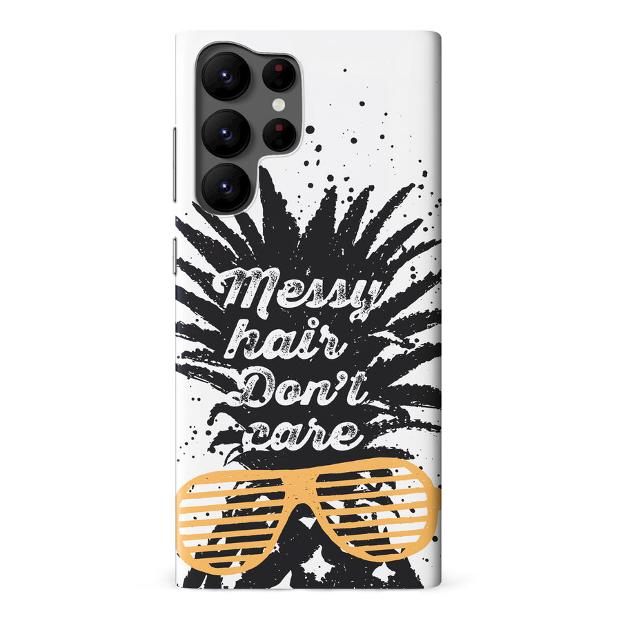Samsung Galaxy S22 Ultra Messy Hair Don't Care Phone Case in White