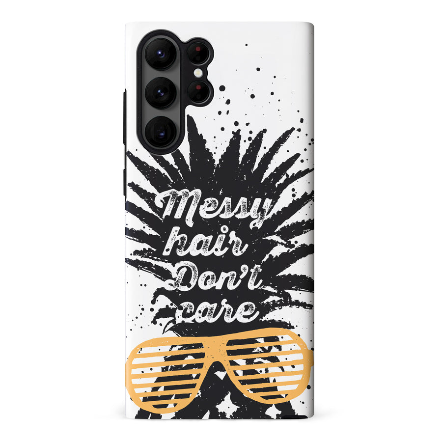 Samsung Galaxy S23 Ultra Messy Hair Don't Care Phone Case in White