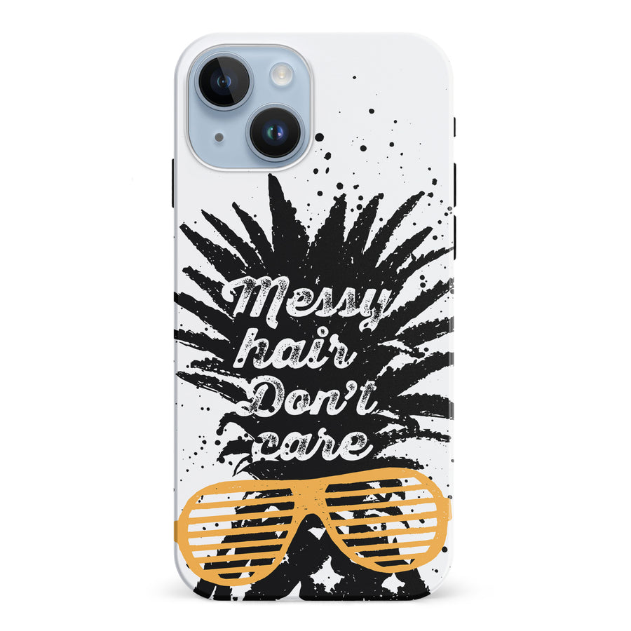iPhone 15 Messy Hair Don't Care Phone Case in White