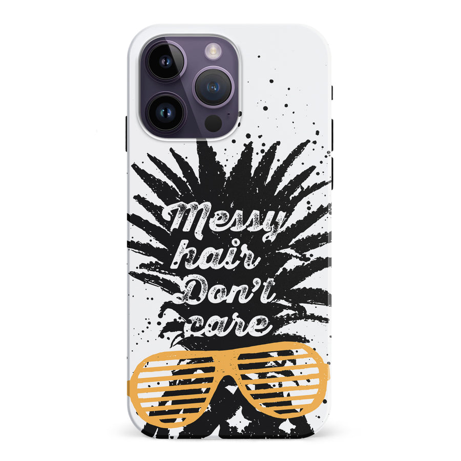 iPhone 15 Pro Messy Hair Don't Care Phone Case in White
