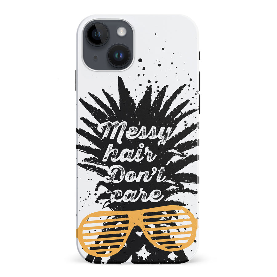 iPhone 15 Plus Messy Hair Don't Care Phone Case in White