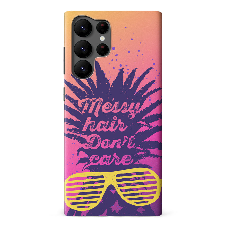 Samsung Galaxy S22 Ultra Messy Hair Don't Care Phone Case in Magenta/Orange