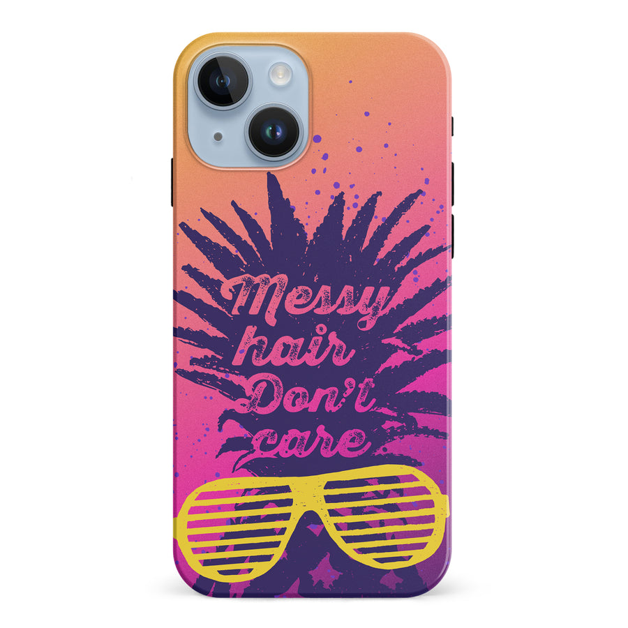 iPhone 15 Messy Hair Don't Care Phone Case in Magenta/Orange