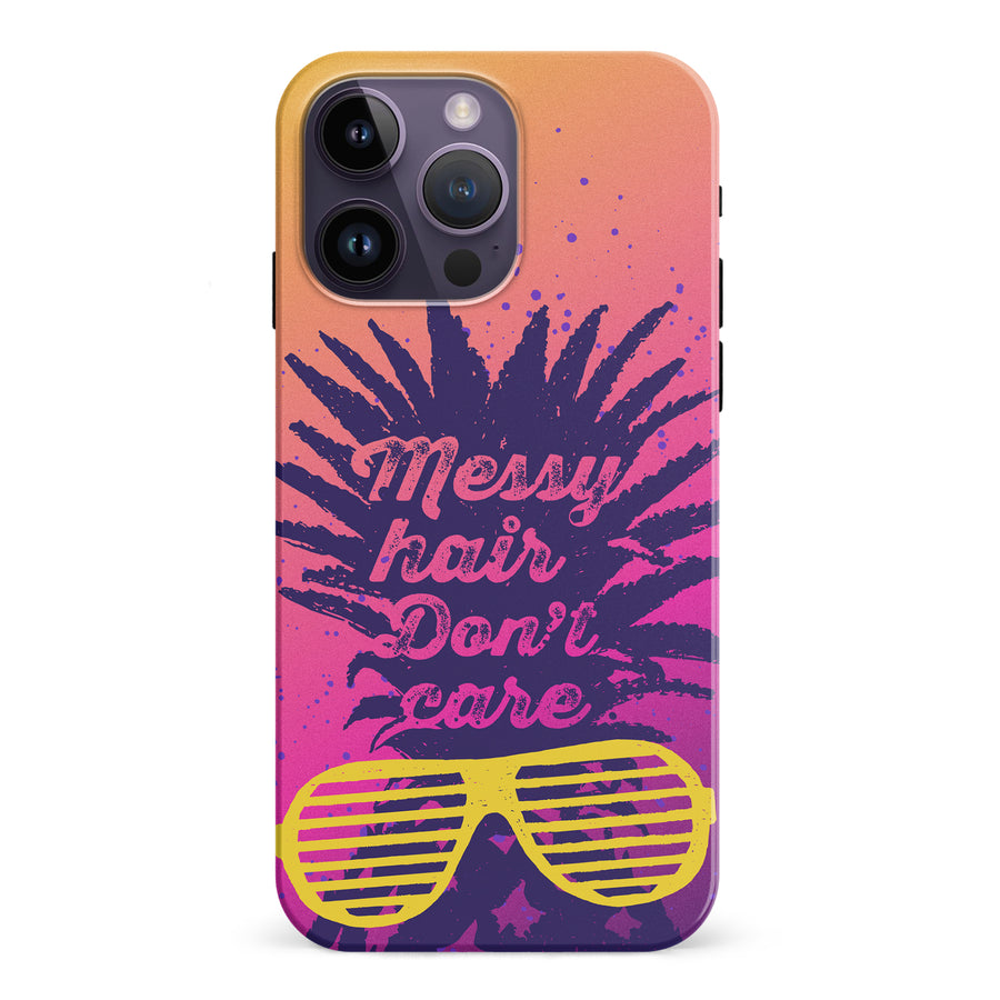 iPhone 15 Pro Messy Hair Don't Care Phone Case in Magenta/Orange