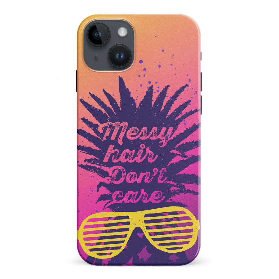iPhone 15 Plus Messy Hair Don't Care Phone Case in Magenta/Orange