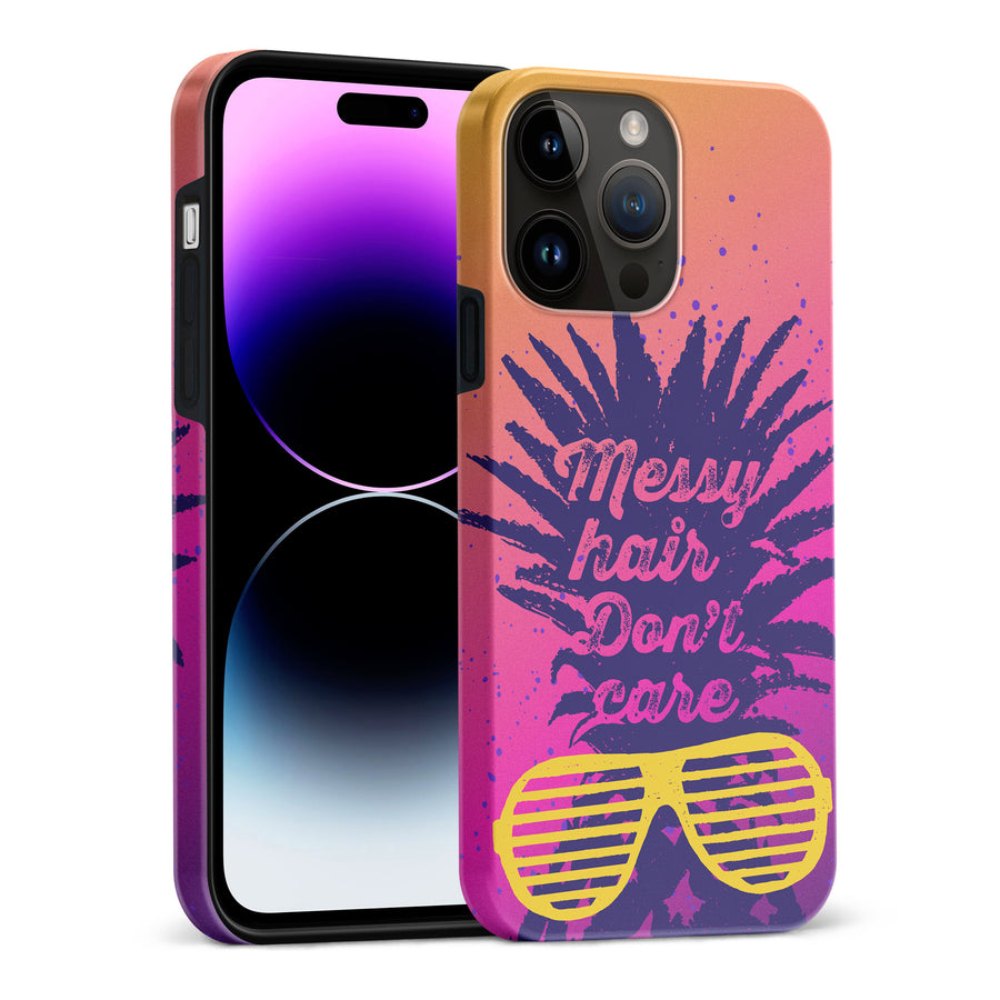iPhone 15 Pro Max Messy Hair Don't Care Phone Case in Magenta/Orange