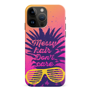 iPhone 15 Pro Max Messy Hair Don't Care Phone Case in Magenta/Orange