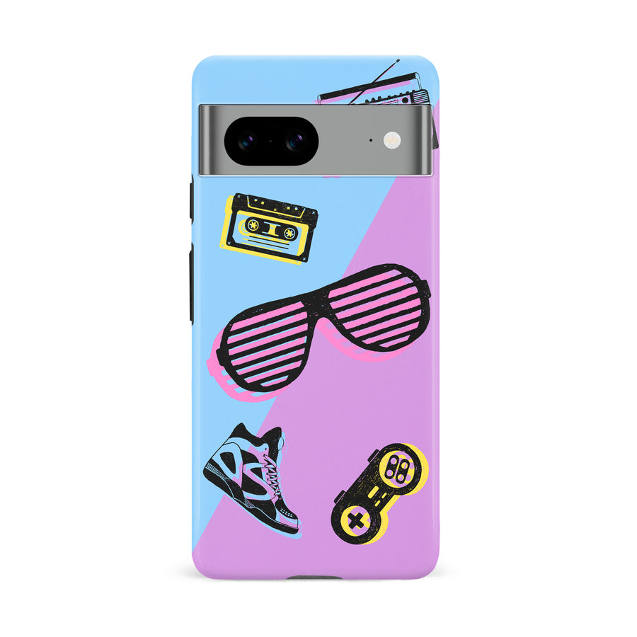 Google Pixel 8A The Rad 90's Phone Case in Blue/Purple