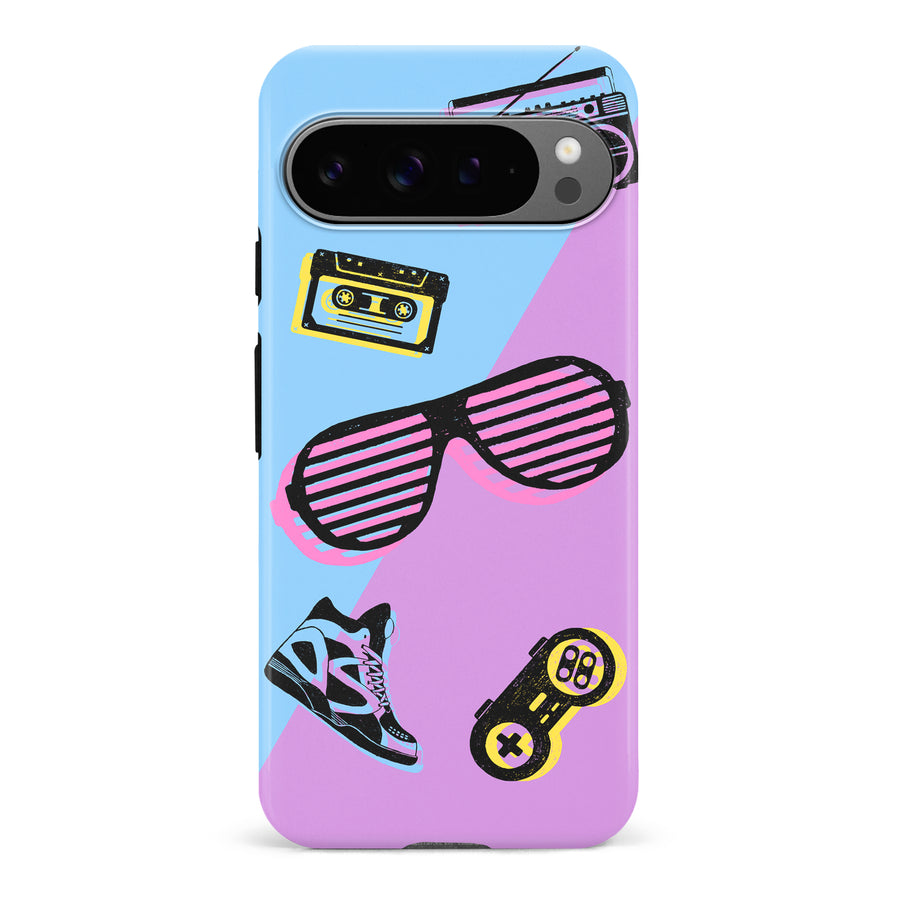 Google Pixel 9 Pro The Rad 90's Phone Case in Blue/Purple