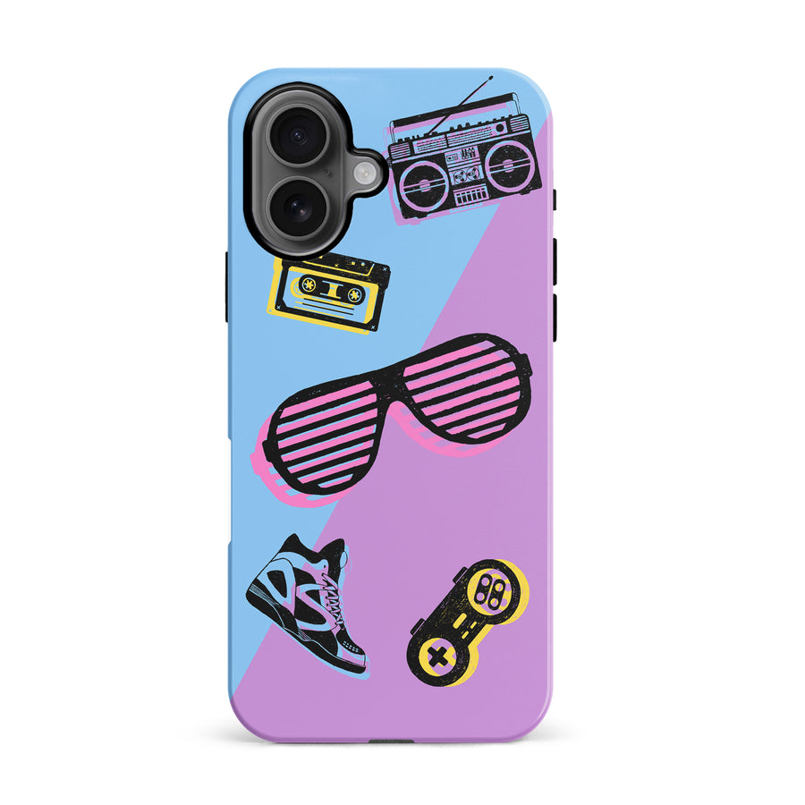 iPhone 16 The Rad 90's Phone Case in Blue/Purple