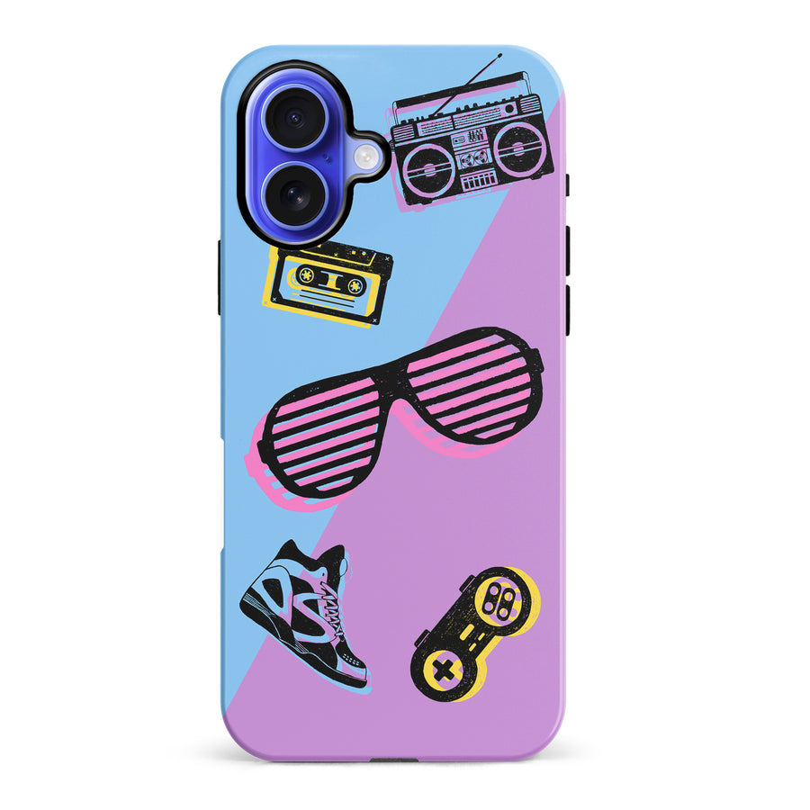 iPhone 16 Plus The Rad 90's Phone Case in Blue/Purple