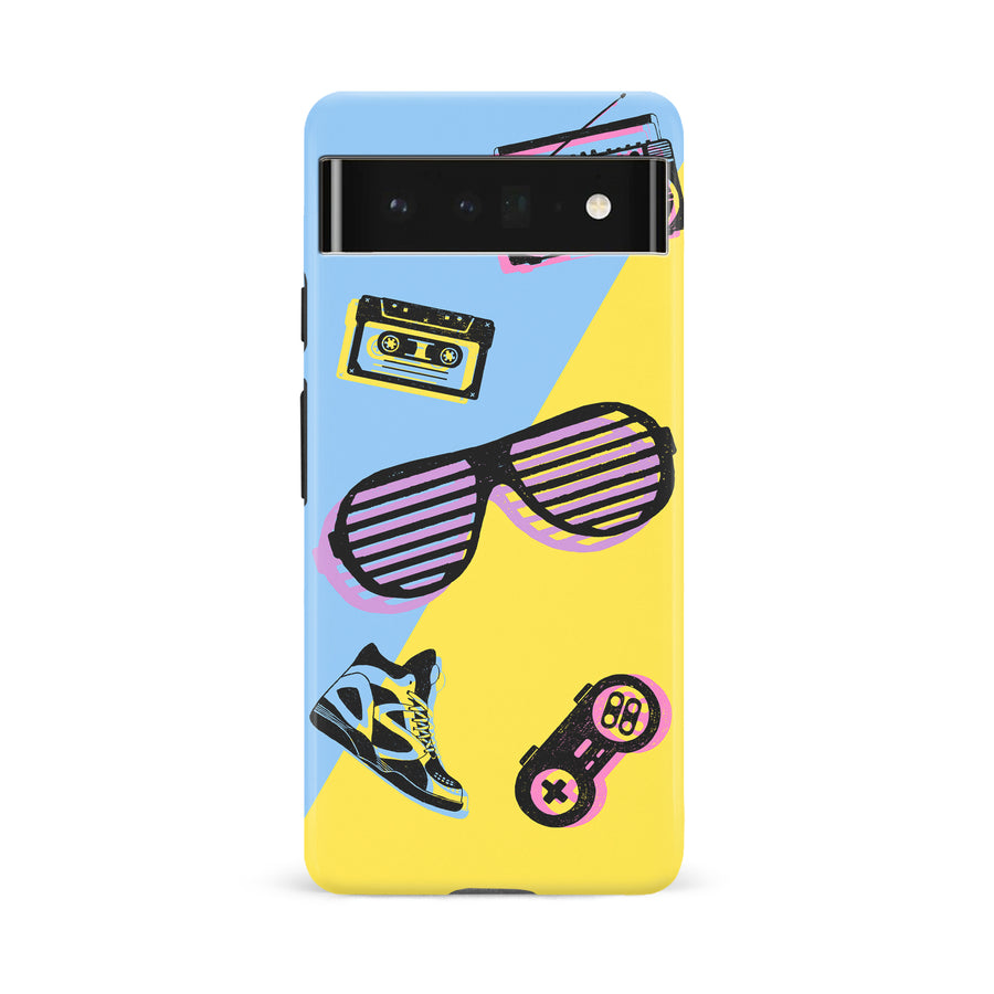 Google Pixel 6A The Rad 90's Phone Case in Blue/Yellow