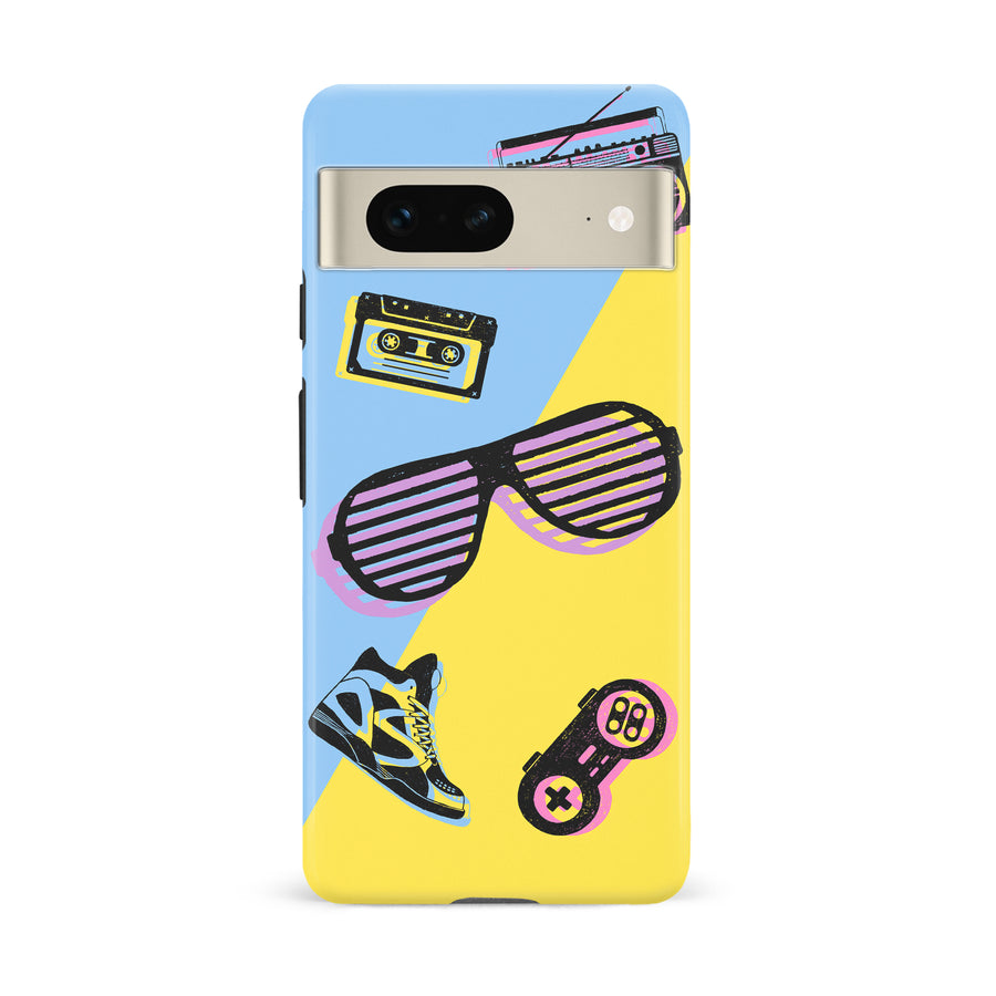 Google Pixel 7 The Rad 90's Phone Case in Blue/Yellow