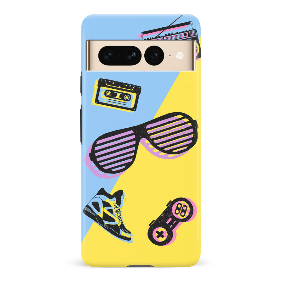 Google Pixel 7 Pro The Rad 90's Phone Case in Blue/Yellow