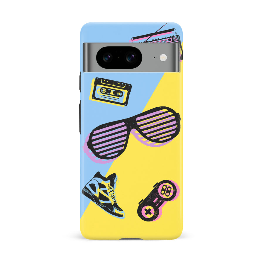 Google Pixel 8 The Rad 90's Phone Case in Blue/Yellow