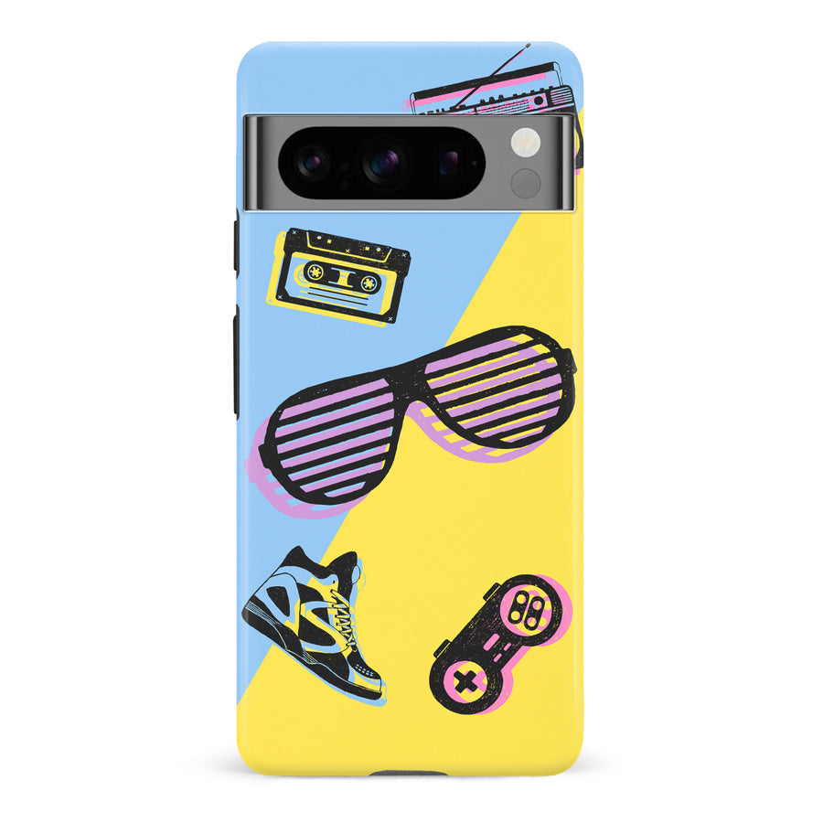 Google Pixel 8 Pro The Rad 90's Phone Case in Blue/Yellow