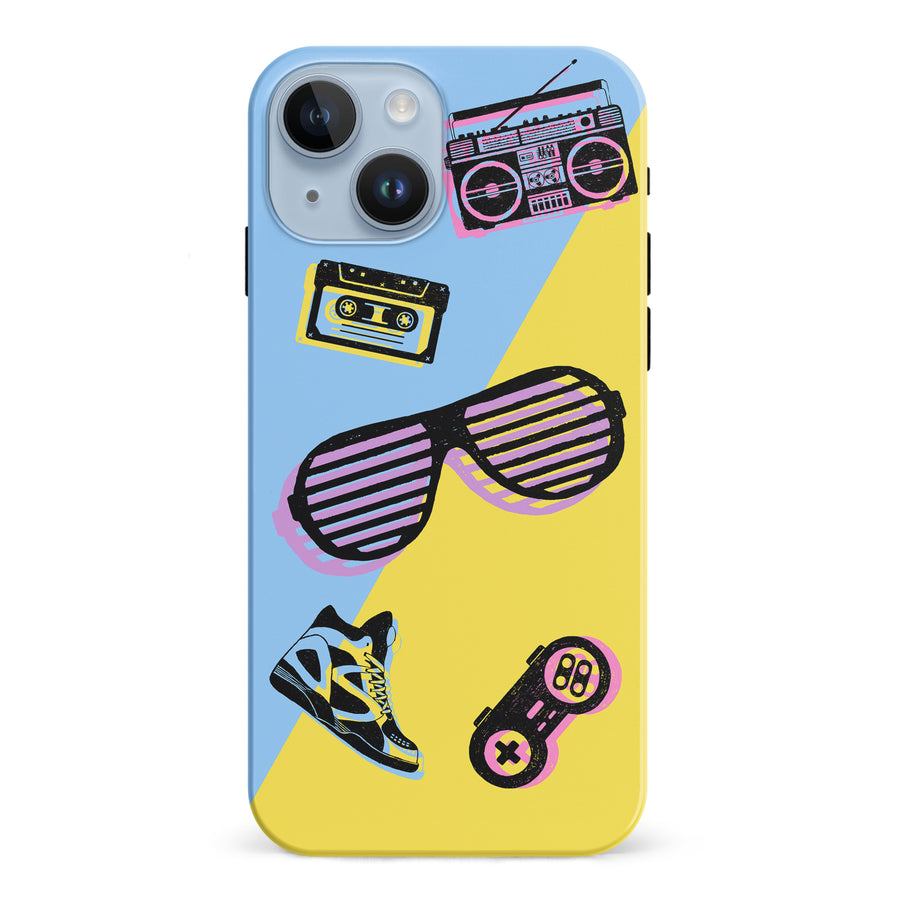 iPhone 15 The Rad 90's Phone Case in Blue/Yellow