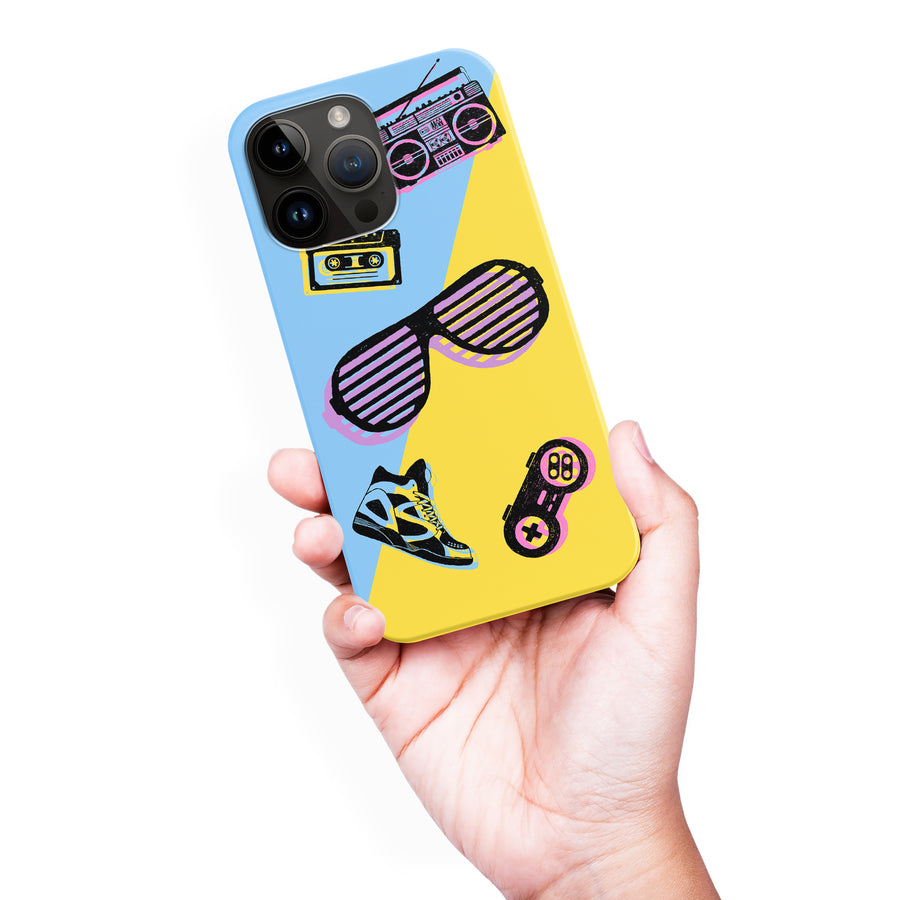 iPhone 15 Pro Max The Rad 90's Phone Case in Blue/Yellow