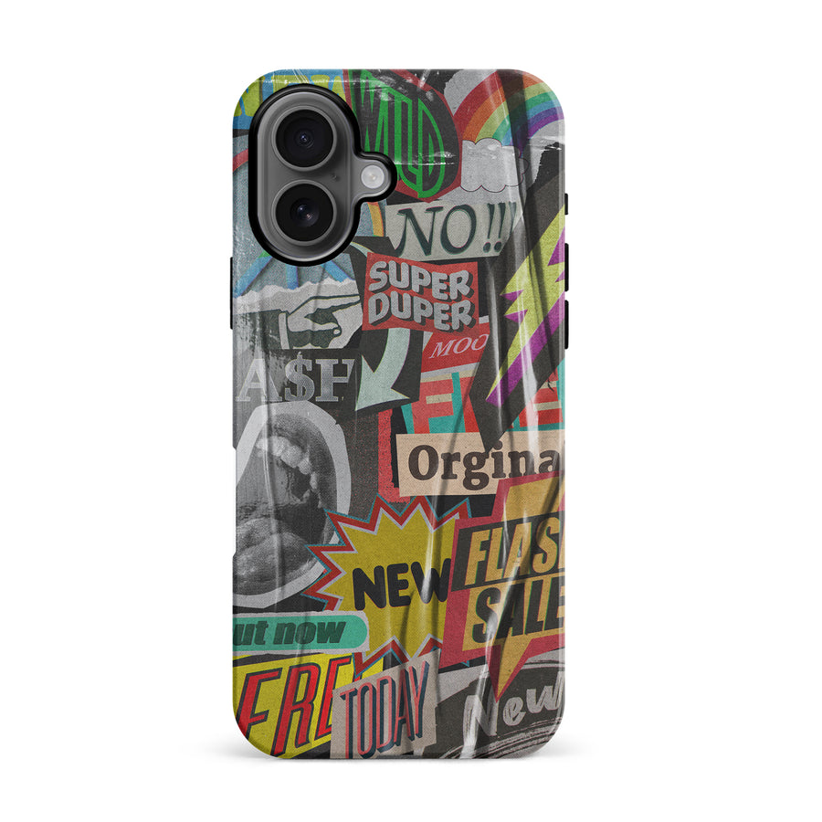 iPhone 16  Retro Stickers Phone Case