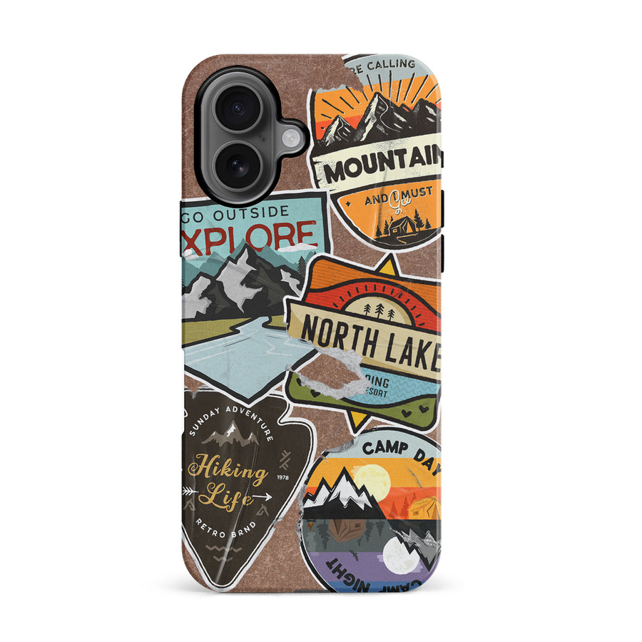 iPhone 16 Explorer Stickers Two Phone Case