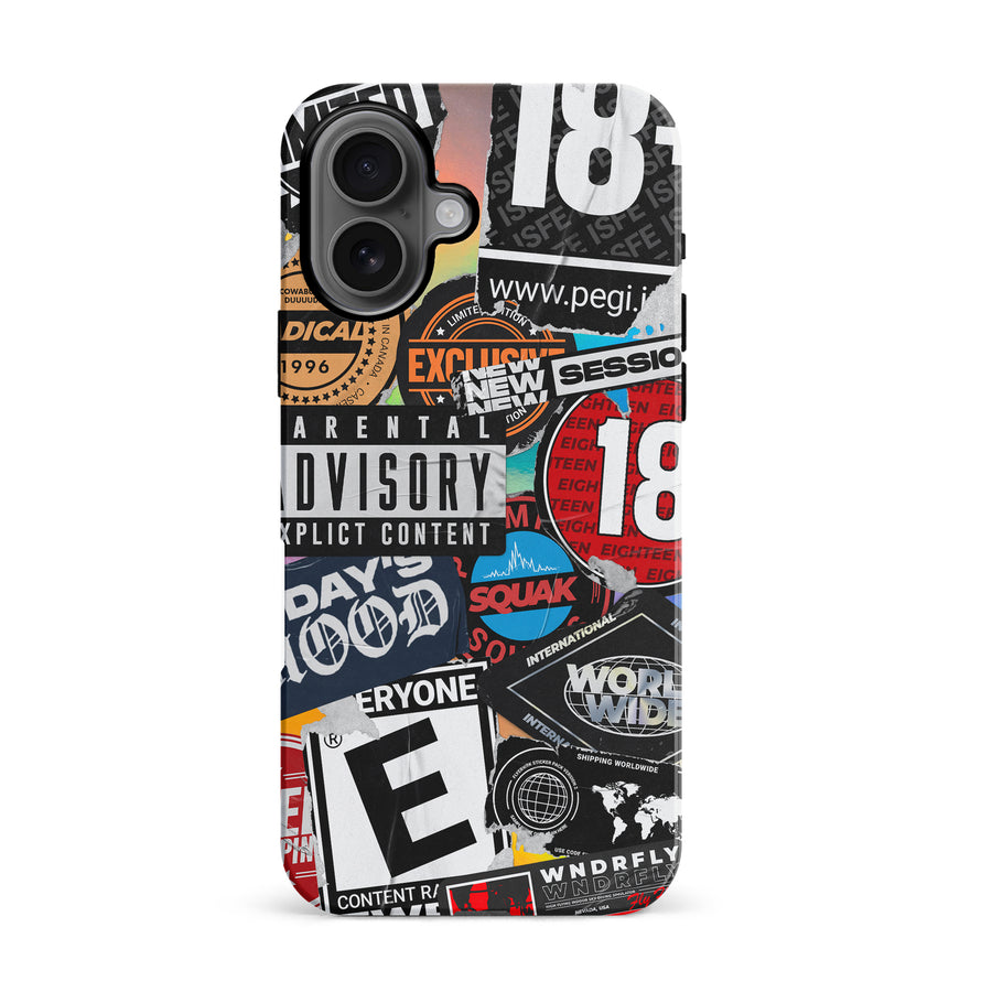 iPhone 16 Media Stickers Phone Case