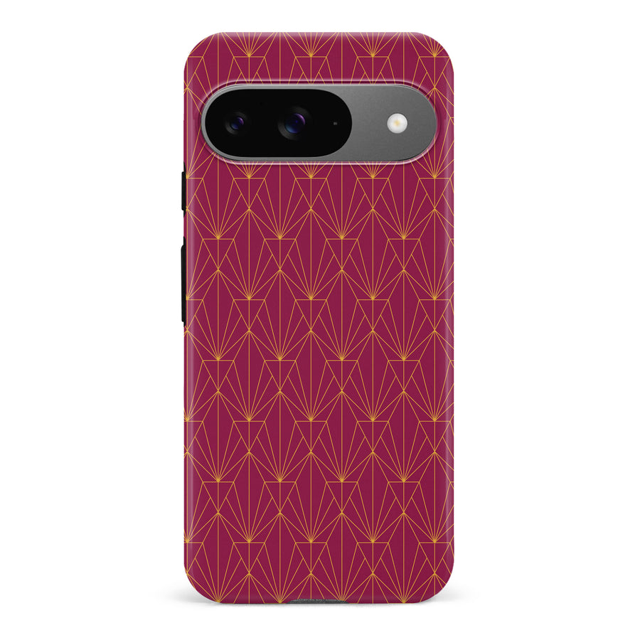 Google Pixel 9 Showcase Art Deco Phone Case in Maroon