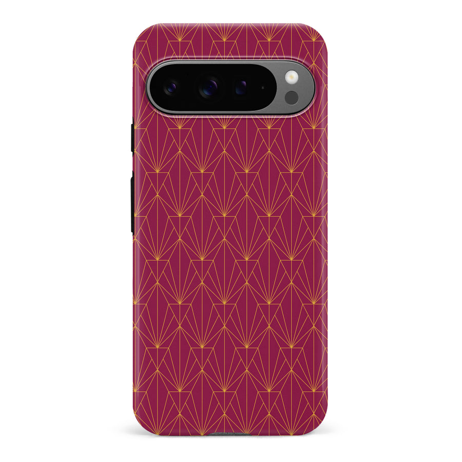 Google Pixel 9 Pro Showcase Art Deco Phone Case in Maroon
