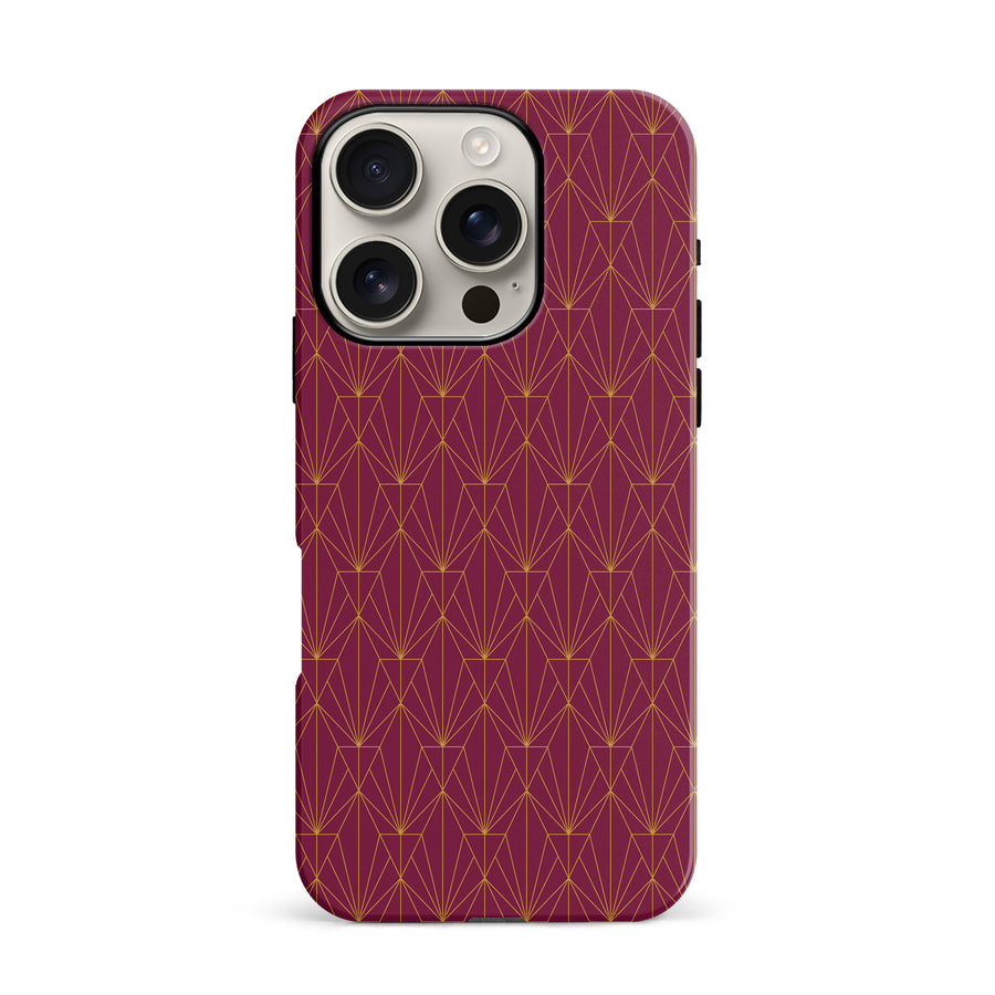 iPhone 16 Pro Showcase Art Deco Phone Case in Maroon