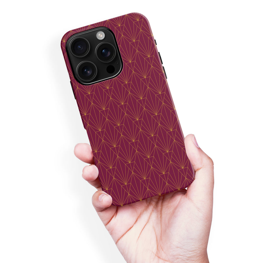 iPhone 16 Pro Max Showcase Art Deco Phone Case in Maroon