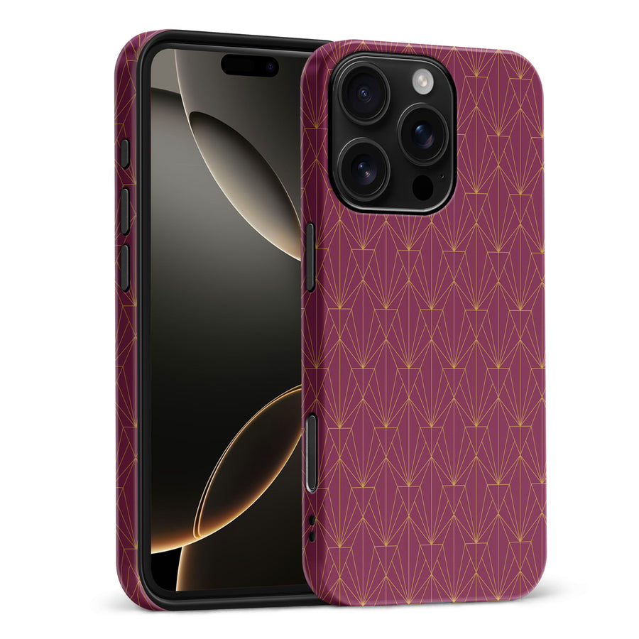 iPhone 16 Pro Max Showcase Art Deco Phone Case in Maroon