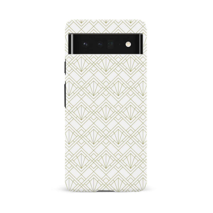 Google Pixel 6A Iconic Art Deco Phone Case in White
