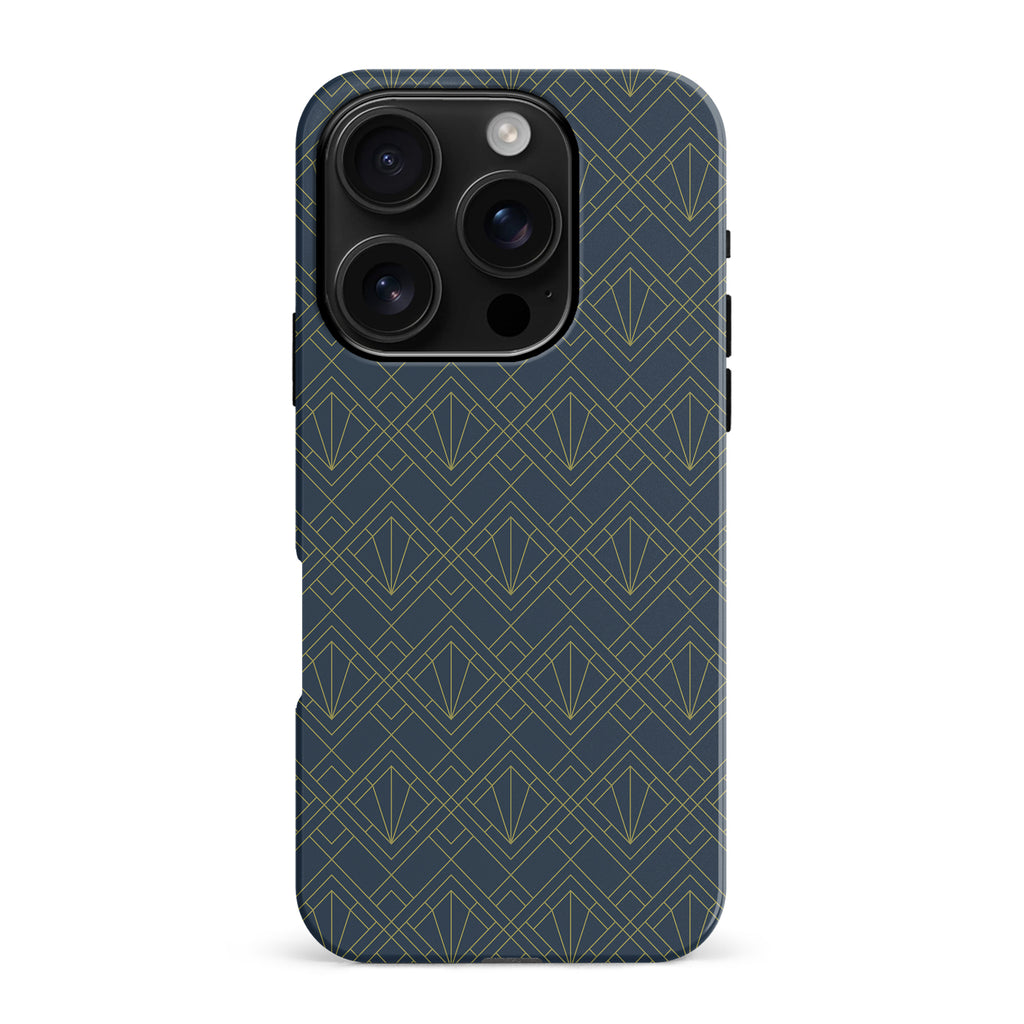 iPhone 16 Pro Max Iconic Art Deco Phone Case in Blue