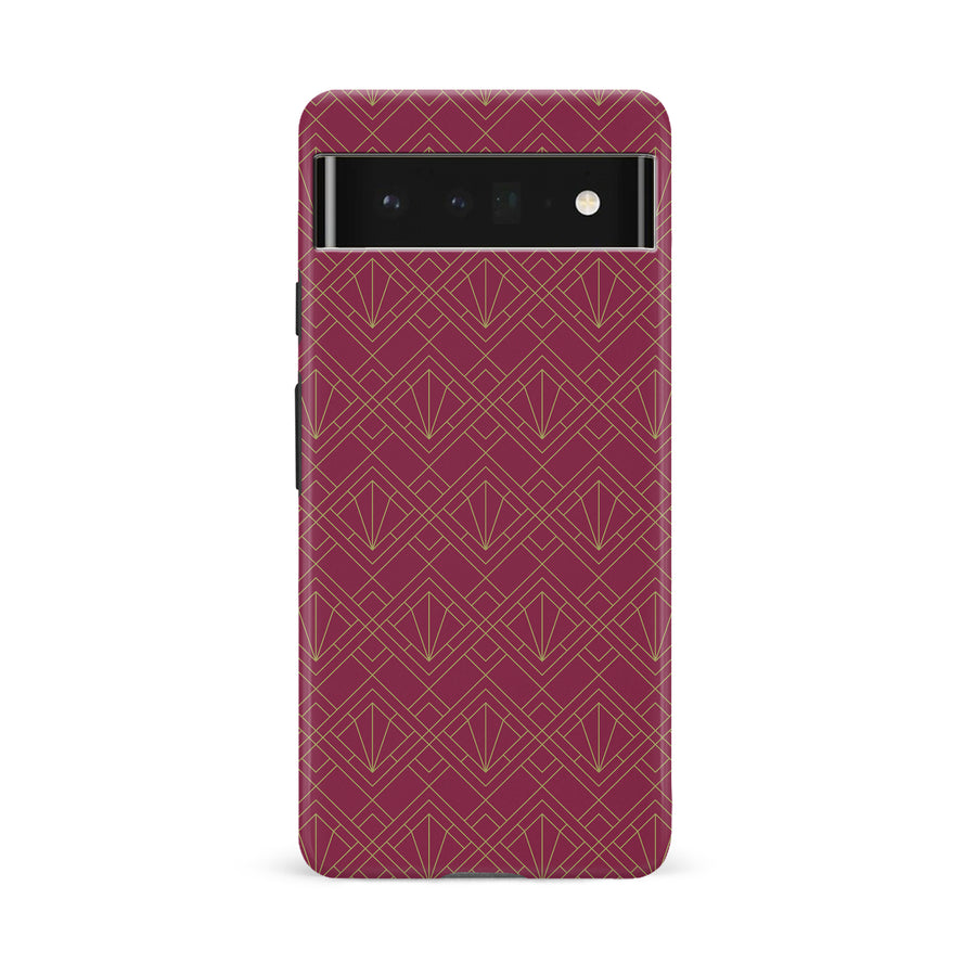 Google Pixel 6A Iconic Art Deco Phone Case in Maroon