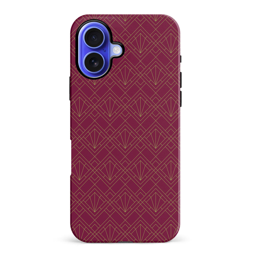 iPhone 16 Plus Iconic Art Deco Phone Case in Maroon
