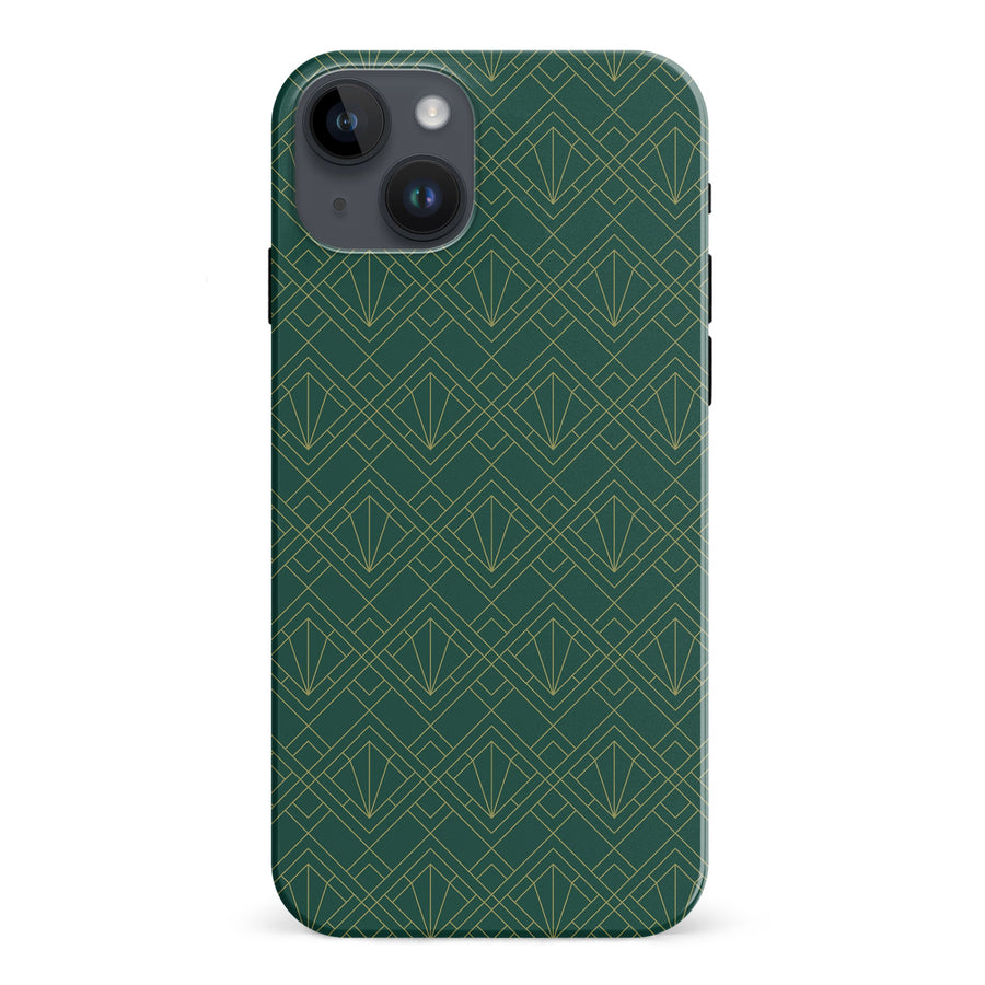 iPhone 15 Plus Iconic Art Deco Phone Case in Green