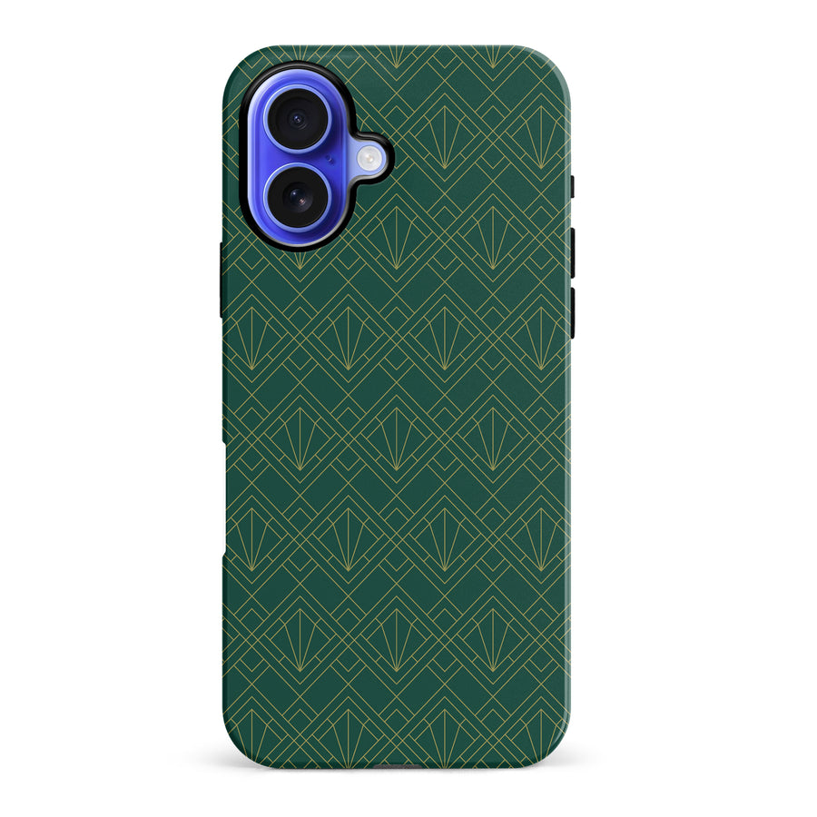 iPhone 16 Plus Iconic Art Deco Phone Case in Green