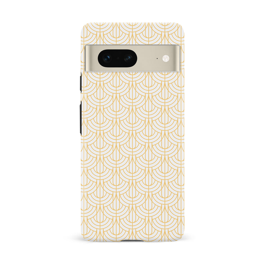 Google Pixel 7 Curved Art Deco Phone Case in White