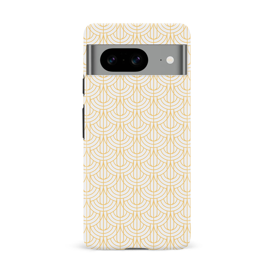 Google Pixel 8 Curved Art Deco Phone Case in White