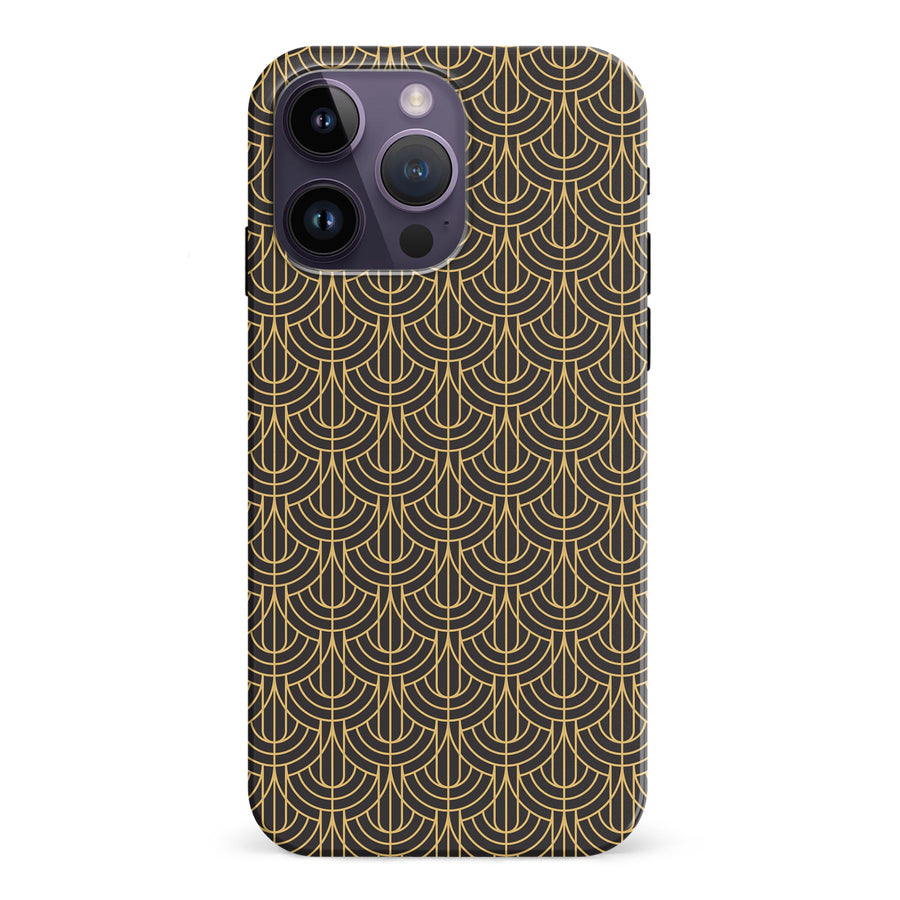 iPhone 15 Pro Curved Art Deco Phone Case in Black